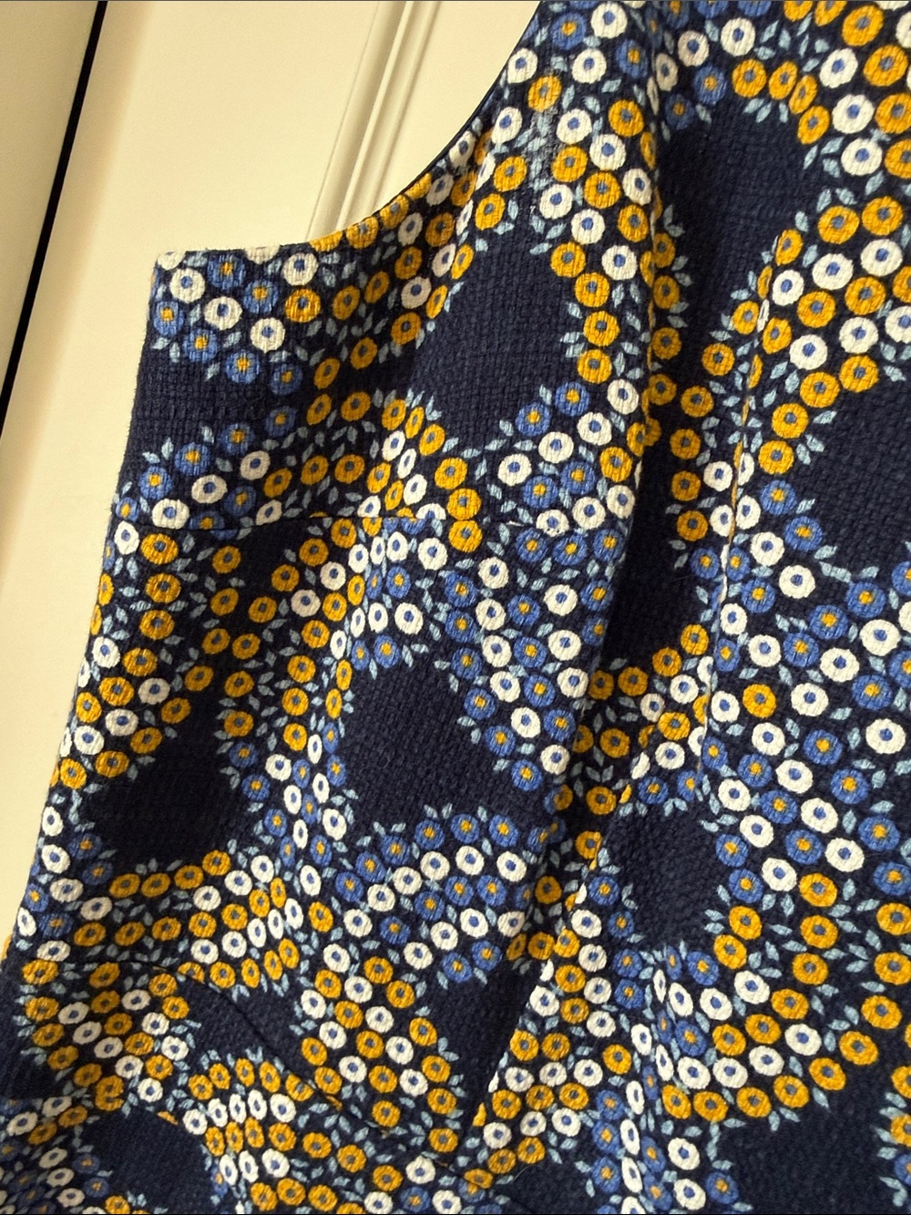 Boden Sleeveless Navy and Mustard Print Women's Dress size 14L - Picture 7 of 10